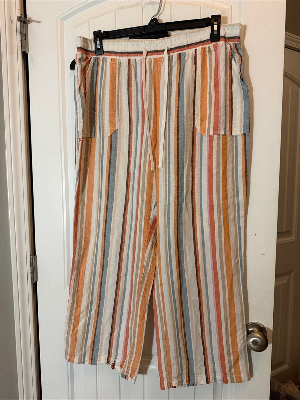 Cato Multicolor Striped Wide-Leg Drawstring Trousers